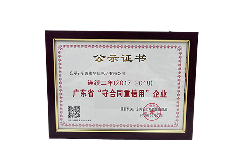 Guangdong Province Enterprise of Observing Contact and Valuing Credit in the Year 2017-2018