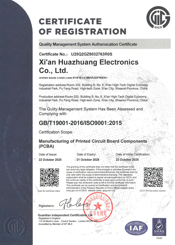 ISO 9001 Xi 'an Huazhuang